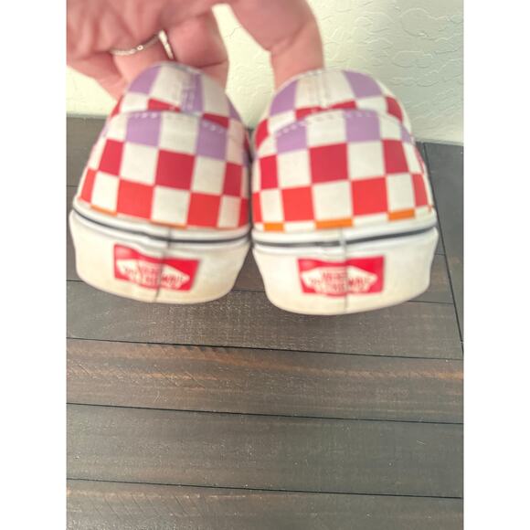 Vans Rainbow Checkered Slip Ons Women Size 10 Men 8.5 EUC - Picture 5 of 7